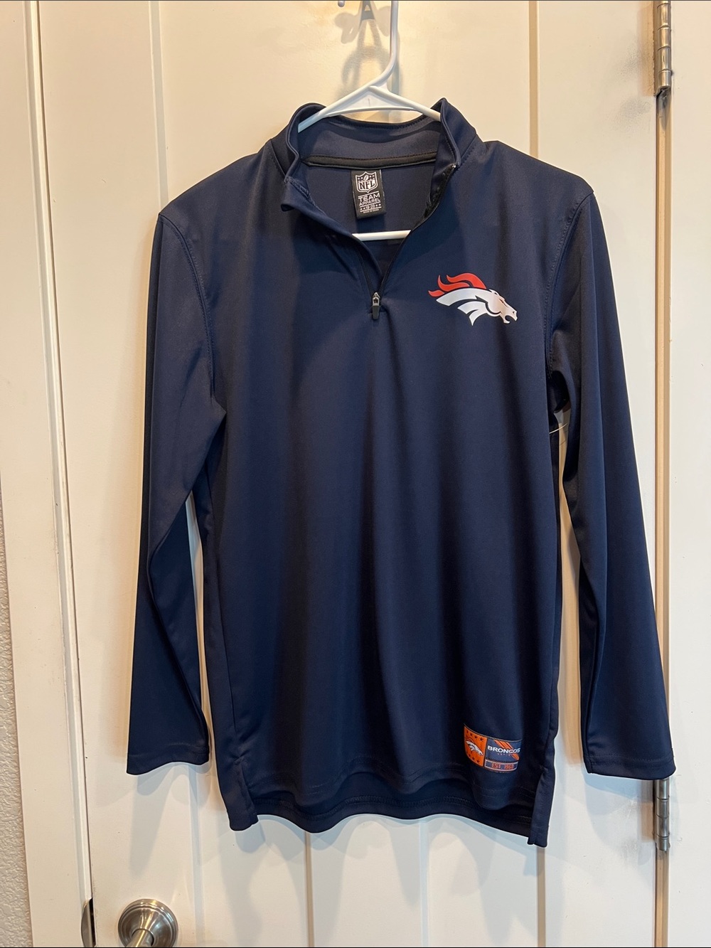 NFL Navy Denver Broncos Quarter-Zip Pullover with Logo